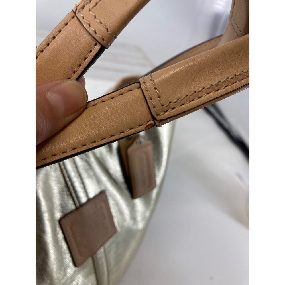 COACH METRO 26141E METALLIC GOLD LEATHER XL TOTE WEEKEND BAG - Picture 5 of 16